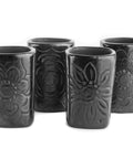 Black Clay Mexican Shot Glasses - Set of 4 - 2 Oz (Square) - MEXTEQUIL: MEXICRAFT IMPORTS LLC