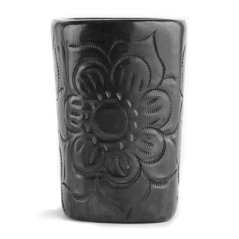 Black Clay Mexican Shot Glasses - Set of 4 - 2 Oz (Square) - MEXTEQUIL: MEXICRAFT IMPORTS LLC