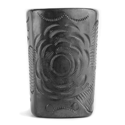 Black Clay Mexican Shot Glasses - Set of 4 - 2 Oz (Round) - MEXTEQUIL