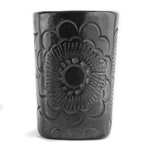 Black Clay Mexican Shot Glasses - Set of 4 - 2 Oz (Round) - MEXTEQUIL