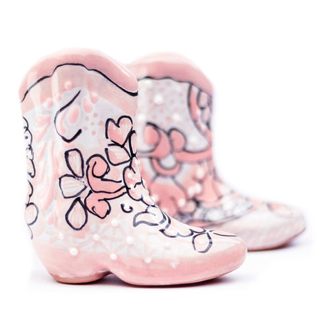 Talavera Cowboy Boot Shot Glasses - Set of 2 - 3 Oz (Pink) - MEXTEQUIL: MEXICRAFT IMPORTS LLC