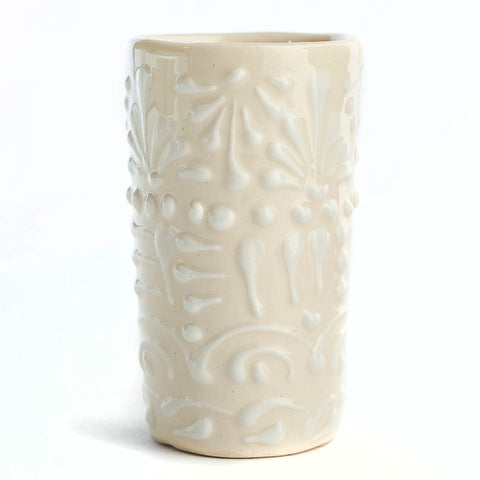 Talavera Shot Glasses - Set of 4 - 2 Oz (White Lace) - MEXTEQUIL: MEXICRAFT IMPORTS LLC