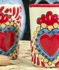 Talavera Shot Glasses - Set of 4 - 2 Oz (Red Heart) - MEXTEQUIL: MEXICRAFT IMPORTS LLC