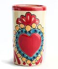Talavera Shot Glasses - Set of 4 - 2 Oz (Red Heart) - MEXTEQUIL: MEXICRAFT IMPORTS LLC