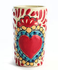Talavera Shot Glasses - Set of 4 - 2 Oz (Red Heart) - MEXTEQUIL: MEXICRAFT IMPORTS LLC