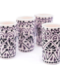 Talavera Shot Glasses - Set of 4 - 2 Oz (Black Lace) - MEXTEQUIL: MEXICRAFT IMPORTS LLC