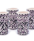 Talavera Shot Glasses - Set of 4 - 2 Oz (Black Lace) - MEXTEQUIL: MEXICRAFT IMPORTS LLC