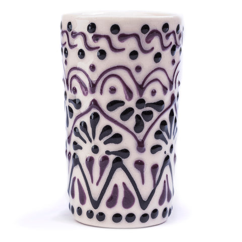 Talavera Shot Glasses - Set of 4 - 2 Oz (Black Lace) - MEXTEQUIL: MEXICRAFT IMPORTS LLC