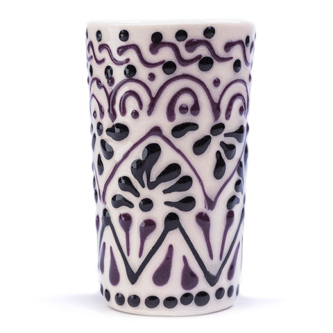 Talavera Shot Glasses - Set of 4 - 2 Oz (Black Lace) - MEXTEQUIL: MEXICRAFT IMPORTS LLC