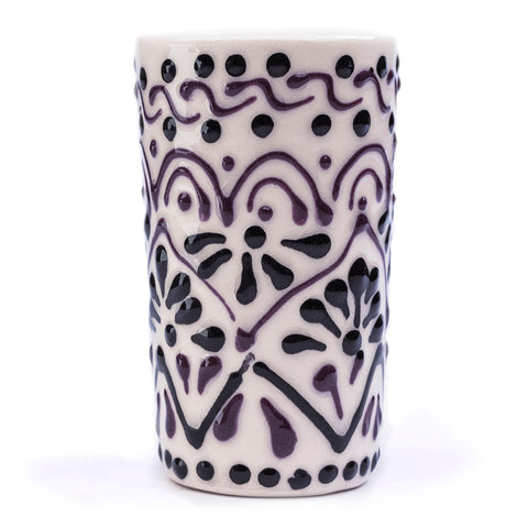 Talavera Shot Glasses - Set of 4 - 2 Oz (Black Lace) - MEXTEQUIL: MEXICRAFT IMPORTS LLC