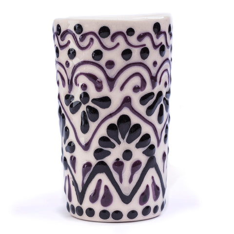 Talavera Shot Glasses - Set of 4 - 2 Oz (Black Lace) - MEXTEQUIL: MEXICRAFT IMPORTS LLC