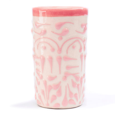 Talavera Shot Glasses - Set of 4 - 2 Oz (Pink Lace) - MEXTEQUIL: MEXICRAFT IMPORTS LLC