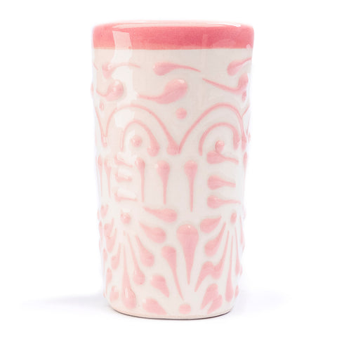 Talavera Shot Glasses - Set of 4 - 2 Oz (Pink Lace) - MEXTEQUIL: MEXICRAFT IMPORTS LLC