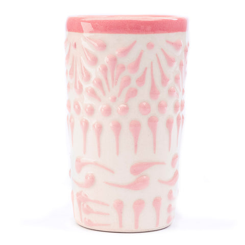 Talavera Shot Glasses - Set of 4 - 2 Oz (Pink Lace) - MEXTEQUIL: MEXICRAFT IMPORTS LLC