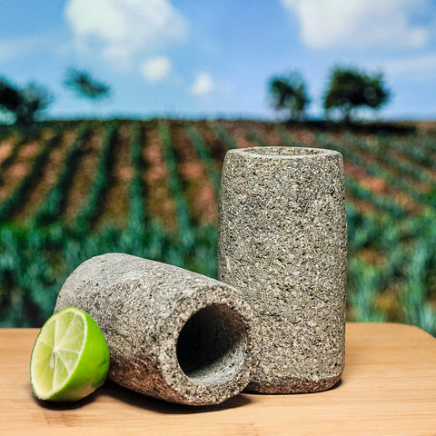 Volcanic Basalt Stone Shot Glasses – Round | Set of 4 | 2 oz - MEXTEQUIL