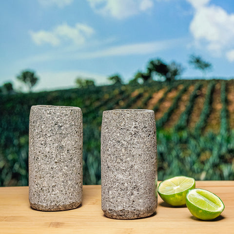 Volcanic Basalt Stone Shot Glasses – Round | Set of 4 | 2 oz - MEXTEQUIL