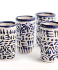 Talavera Shot Glasses - Set of 4 - 2 Oz (Blue Lace) - MEXTEQUIL: MEXICRAFT IMPORTS LLC