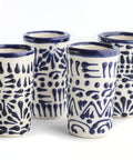 Talavera Shot Glasses - Set of 4 - 2 Oz (Blue Lace) - MEXTEQUIL: MEXICRAFT IMPORTS LLC