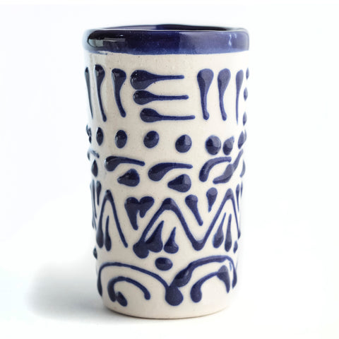 Talavera Shot Glasses - Set of 4 - 2 Oz (Blue Lace) - MEXTEQUIL: MEXICRAFT IMPORTS LLC