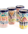 Talavera Shot Glasses - Set of 4 - 2 Oz (Colors Lace) - MEXTEQUIL: MEXICRAFT IMPORTS LLC