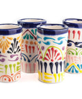 Talavera Shot Glasses - Set of 4 - 2 Oz (Colors Lace) - MEXTEQUIL: MEXICRAFT IMPORTS LLC