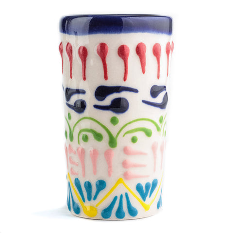 Talavera Shot Glasses - Set of 4 - 2 Oz (Colors Lace) - MEXTEQUIL: MEXICRAFT IMPORTS LLC