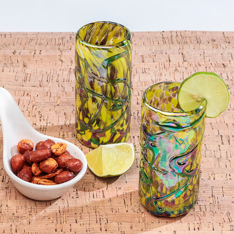 Hand Blown Shot Glasses - Set of 4 - 2 Oz (Golden Glow) - MEXTEQUIL: MEXICRAFT IMPORTS LLC