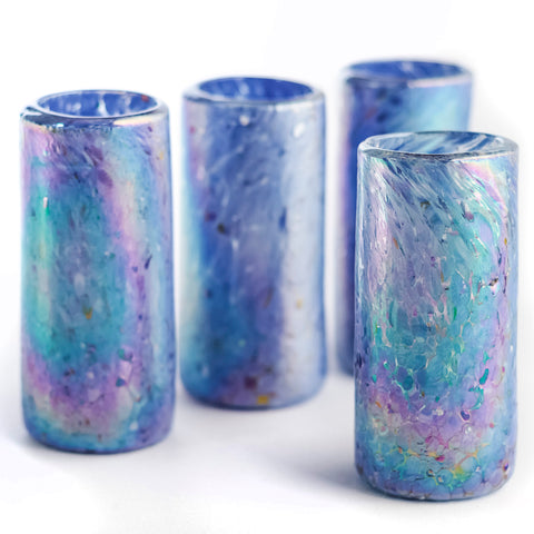 Hand Blown Shot Glasses - Set of 4 - 2 Oz (Lunar Luster) - MEXTEQUIL: MEXICRAFT IMPORTS LLC