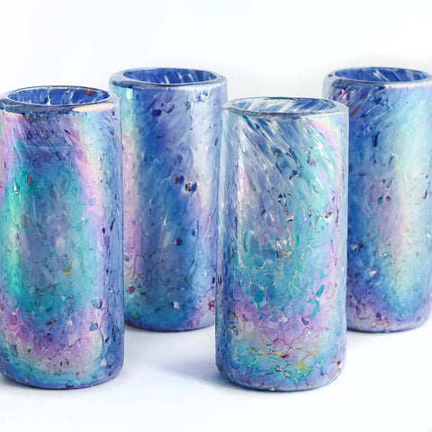 Hand Blown Shot Glasses - Set of 4 - 2 Oz (Lunar Luster) - MEXTEQUIL: MEXICRAFT IMPORTS LLC