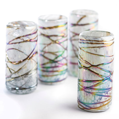 Hand Blown Shot Glasses - Set of 4 - 2 Oz (Frosty Fusion) - MEXTEQUIL: MEXICRAFT IMPORTS LLC