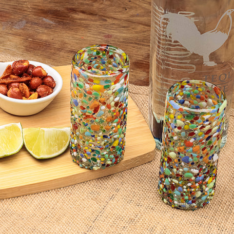 Hand Blown Shot Glasses - Set of 4 - 2 Oz (Confetti) - MEXTEQUIL: MEXICRAFT IMPORTS LLC