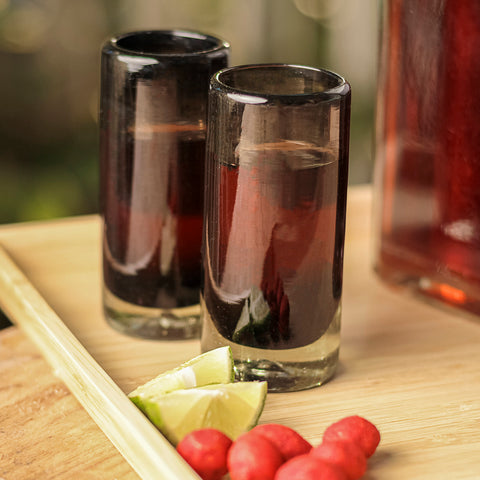 Hand-Blown Mexican Shot Glasses – Smoke | Set of 4 | 2 oz - MEXTEQUIL