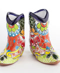 Talavera Cowboy Boot Shot Glasses - Set of 2 - 3 Oz (Green) - MEXTEQUIL: MEXICRAFT IMPORTS LLC