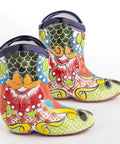 Talavera Cowboy Boot Shot Glasses - Set of 2 - 3 Oz (Green) - MEXTEQUIL: MEXICRAFT IMPORTS LLC