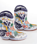 Talavera Cowboy Boot Shot Glasses - Set of 2 - 3 Oz (Sky Blue) - MEXTEQUIL: MEXICRAFT IMPORTS LLC