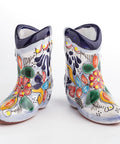 Talavera Cowboy Boot Shot Glasses - Set of 2 - 3 Oz (Sky Blue) - MEXTEQUIL: MEXICRAFT IMPORTS LLC