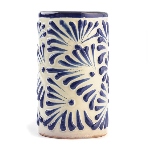 Talavera Shot Glasses - Set of 4 - 2 Oz (Lathe-Turned Blue) - MEXTEQUIL: MEXICRAFT IMPORTS LLC