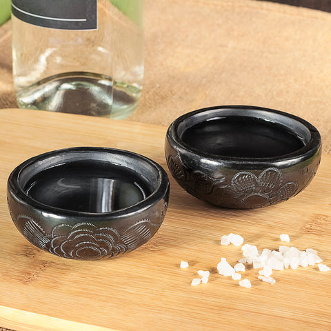 Black Clay Mexican Shot Glasses - Set of 4 - 2 Oz (Mezcal Cup)