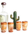 Terracotta Shot Glasses - Set of 4 - 2 Oz (Mexican Icons) - MEXTEQUIL: MEXICRAFT IMPORTS LLC