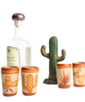 Terracotta Shot Glasses - Set of 4 - 2 Oz (Mexican Icons) - MEXTEQUIL: MEXICRAFT IMPORTS LLC