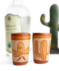 Terracotta Shot Glasses - Set of 4 - 2 Oz (Mexican Icons) - MEXTEQUIL: MEXICRAFT IMPORTS LLC