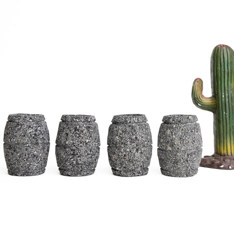 Stone Shot Glasses - Set of 4 - 1.5 Oz (Barrel) - MEXTEQUIL: MEXICRAFT IMPORTS LLC