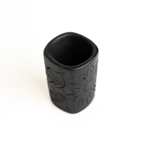 Black Clay Mexican Shot Glasses - Set of 4 - 2 Oz (Square) - MEXTEQUIL: MEXICRAFT IMPORTS LLC