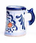 Talavera Shot Glasses - Set of 4 - 2 Oz (Blue/Flowers w/Handle) - MEXTEQUIL: MEXICRAFT IMPORTS LLC