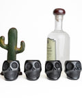 Black Clay Mexican Shot Glasses - Set of 4 - 2 Oz (Skull) - MEXTEQUIL: MEXICRAFT IMPORTS LLC