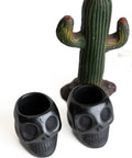 Black Clay Mexican Shot Glasses - Set of 4 - 2 Oz (Skull) - MEXTEQUIL: MEXICRAFT IMPORTS LLC