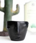 Black Clay Mexican Shot Glasses - Set of 4 - 2 Oz (Faces) - MEXTEQUIL: MEXICRAFT IMPORTS LLC