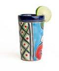 Talavera Shot Glasses - Set of 4 - 2 Oz (Blue/Green) - MEXTEQUIL: MEXICRAFT IMPORTS LLC