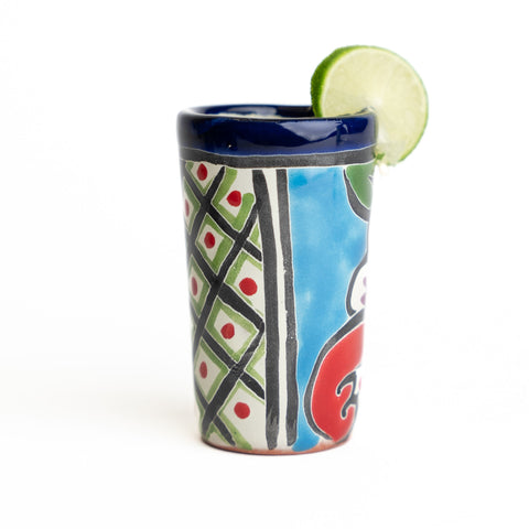 Talavera Shot Glasses - Set of 4 - 2 Oz (Blue/Green) - MEXTEQUIL: MEXICRAFT IMPORTS LLC