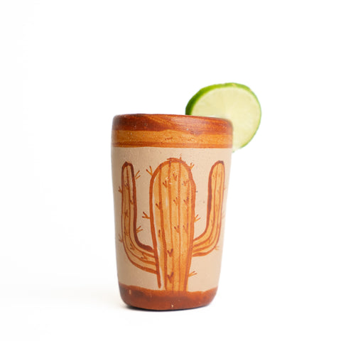 Terracotta Shot Glasses - Set of 4 - 2 Oz (Mexican Icons) - MEXTEQUIL: MEXICRAFT IMPORTS LLC